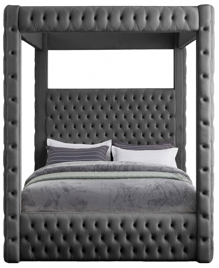 Royal Grey Velvet Queen Bed from Meridian - Luna Furniture