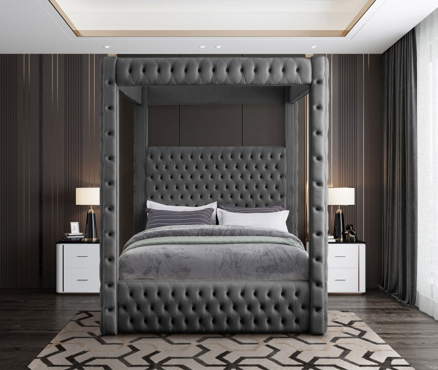 Royal Grey Velvet Queen Bed from Meridian - Luna Furniture