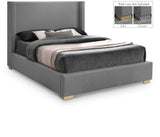 Royce Grey Linen Textured Queen Bed from Meridian - Luna Furniture