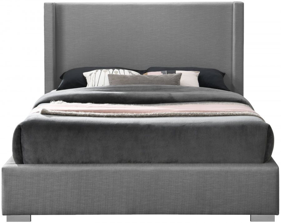 Royce Grey Linen Textured Queen Bed from Meridian - Luna Furniture