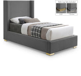 Royce Grey Twin Linen Textured Twin Bed from Meridian - Luna Furniture