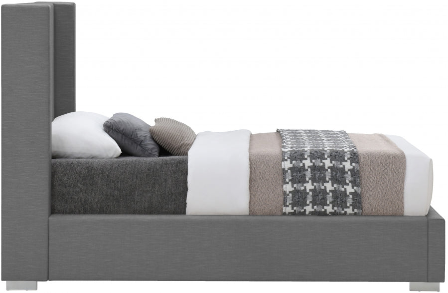 Royce Grey Twin Linen Textured Twin Bed from Meridian - Luna Furniture