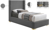 Royce Grey Twin Linen Textured Twin Bed from Meridian - Luna Furniture