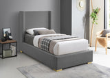 Royce Grey Twin Linen Textured Twin Bed from Meridian - Luna Furniture