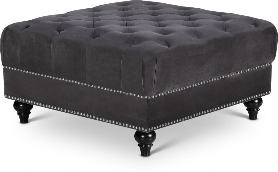 Sabrina Grey Velvet Ottoman from Meridian - Luna Furniture