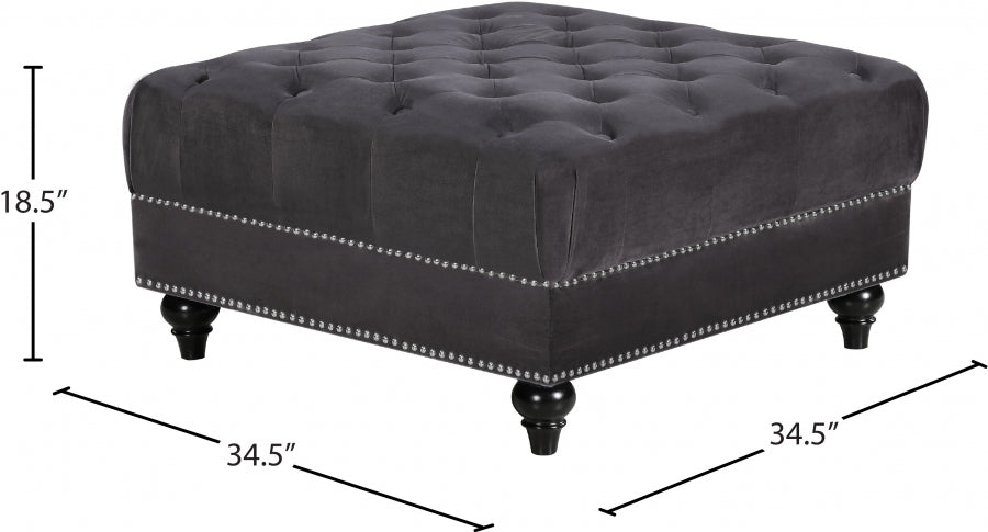 Sabrina Grey Velvet Ottoman from Meridian - Luna Furniture