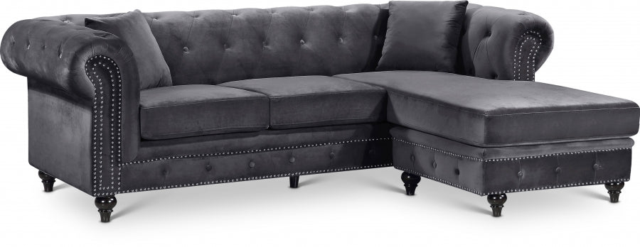 Sabrina Grey Velvet Reversible 2pc. Sectional from Meridian - Luna Furniture