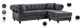 Sabrina Grey Velvet Reversible 2pc. Sectional from Meridian - Luna Furniture