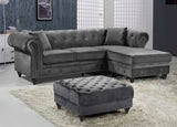 Sabrina Grey Velvet Reversible 2pc. Sectional from Meridian - Luna Furniture