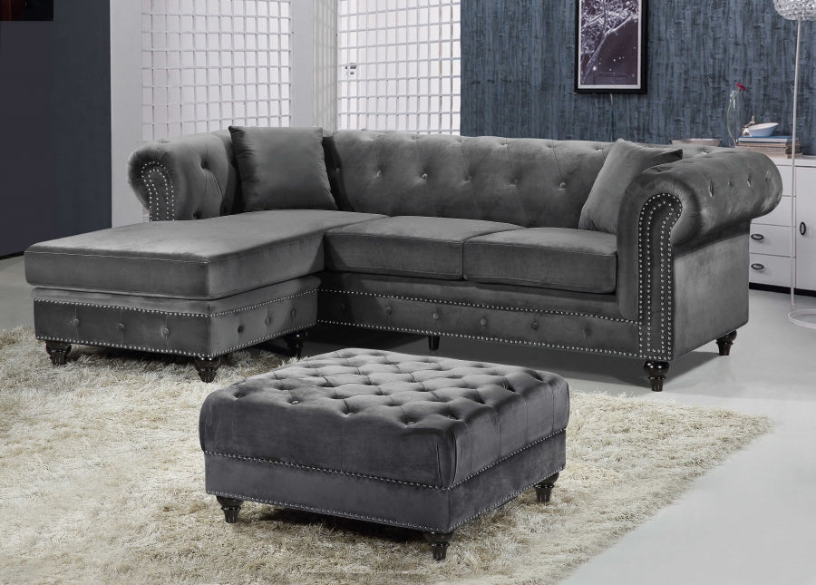 Sabrina Grey Velvet Reversible 2pc. Sectional from Meridian - Luna Furniture