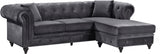 Sabrina Grey Velvet Reversible 2pc. Sectional from Meridian - Luna Furniture