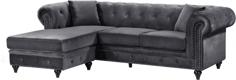 Sabrina Grey Velvet Reversible 2pc. Sectional from Meridian - Luna Furniture