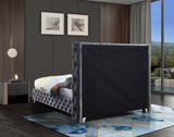 Savan Grey Velvet Queen Bed from Meridian - Luna Furniture