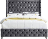 Savan Grey Velvet Queen Bed from Meridian - Luna Furniture