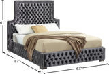 Sedona Grey Velvet Queen Bed from Meridian - Luna Furniture