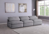 Serene Grey Linen Textured Deluxe Modular Down Filled Cloud-Like Comfort Overstuffed 117" Armless Sofa from Meridian - Luna Furniture