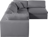 Serene Grey Linen Textured Deluxe Modular Down Filled Cloud-Like Comfort Overstuffed Sectional from Meridian - Luna Furniture