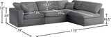 Serene Grey Linen Textured Deluxe Modular Down Filled Cloud-Like Comfort Overstuffed Sectional from Meridian - Luna Furniture