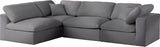 Serene Grey Linen Textured Deluxe Modular Down Filled Cloud-Like Comfort Overstuffed Sectional from Meridian - Luna Furniture