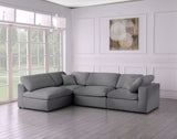 Serene Grey Linen Textured Deluxe Modular Down Filled Cloud-Like Comfort Overstuffed Sectional from Meridian - Luna Furniture