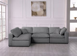 Serene Grey Linen Textured Deluxe Modular Down Filled Cloud-Like Comfort Overstuffed Sectional from Meridian - Luna Furniture