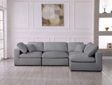 Serene Grey Linen Textured Deluxe Modular Down Filled Cloud-Like Comfort Overstuffed Sectional from Meridian - Luna Furniture