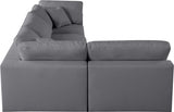 Serene Grey Linen Textured Deluxe Modular Down Filled Cloud-Like Comfort Overstuffed Sectional from Meridian - Luna Furniture