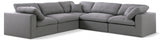 Serene Grey Linen Textured Deluxe Modular Down Filled Cloud-Like Comfort Overstuffed Sectional from Meridian - Luna Furniture