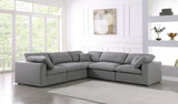 Serene Grey Linen Textured Deluxe Modular Down Filled Cloud-Like Comfort Overstuffed Sectional from Meridian - Luna Furniture