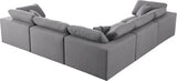 Serene Grey Linen Textured Deluxe Modular Down Filled Cloud-Like Comfort Overstuffed Sectional from Meridian - Luna Furniture