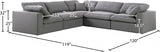 Serene Grey Linen Textured Deluxe Modular Down Filled Cloud-Like Comfort Overstuffed Sectional from Meridian - Luna Furniture