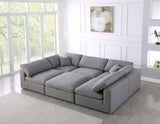 Serene Grey Linen Textured Deluxe Modular Down Filled Cloud-Like Comfort Overstuffed Sectional from Meridian - Luna Furniture