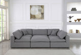 Serene Grey Linen Textured Deluxe Modular Down Filled Cloud-Like Comfort Overstuffed Sectional from Meridian - Luna Furniture