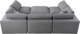 Serene Grey Linen Textured Deluxe Modular Down Filled Cloud-Like Comfort Overstuffed Sectional from Meridian - Luna Furniture