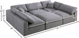 Serene Grey Linen Textured Deluxe Modular Down Filled Cloud-Like Comfort Overstuffed Sectional from Meridian - Luna Furniture