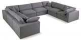 Serene Grey Linen Textured Deluxe Modular Down Filled Cloud-Like Comfort Overstuffed Sectional from Meridian - Luna Furniture