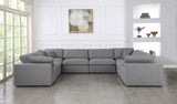 Serene Grey Linen Textured Deluxe Modular Down Filled Cloud-Like Comfort Overstuffed Sectional from Meridian - Luna Furniture