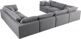 Serene Grey Linen Textured Deluxe Modular Down Filled Cloud-Like Comfort Overstuffed Sectional from Meridian - Luna Furniture