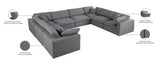 Serene Grey Linen Textured Deluxe Modular Down Filled Cloud-Like Comfort Overstuffed Sectional from Meridian - Luna Furniture