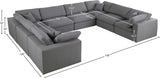 Serene Grey Linen Textured Deluxe Modular Down Filled Cloud-Like Comfort Overstuffed Sectional from Meridian - Luna Furniture