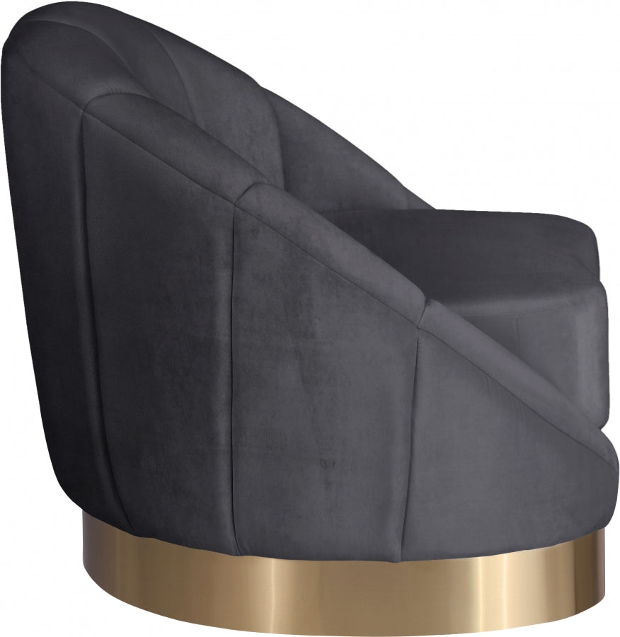 Shelly Grey Velvet Chair from Meridian - Luna Furniture