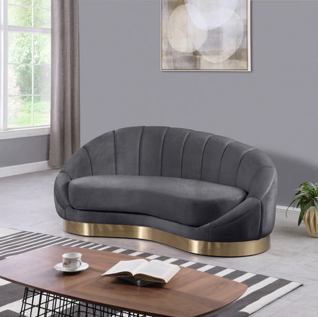 Shelly Grey Velvet Chaise from Meridian - Luna Furniture