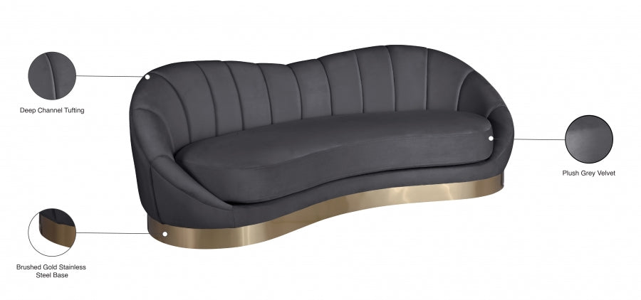 Shelly Grey Velvet Sofa from Meridian - Luna Furniture