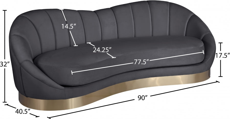 Shelly Grey Velvet Sofa from Meridian - Luna Furniture