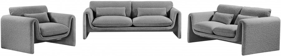 Grey Stylus Boucle Fabric Sofa from Meridian - Luna Furniture