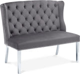 Suri Grey Velvet Settee Bench from Meridian - Luna Furniture