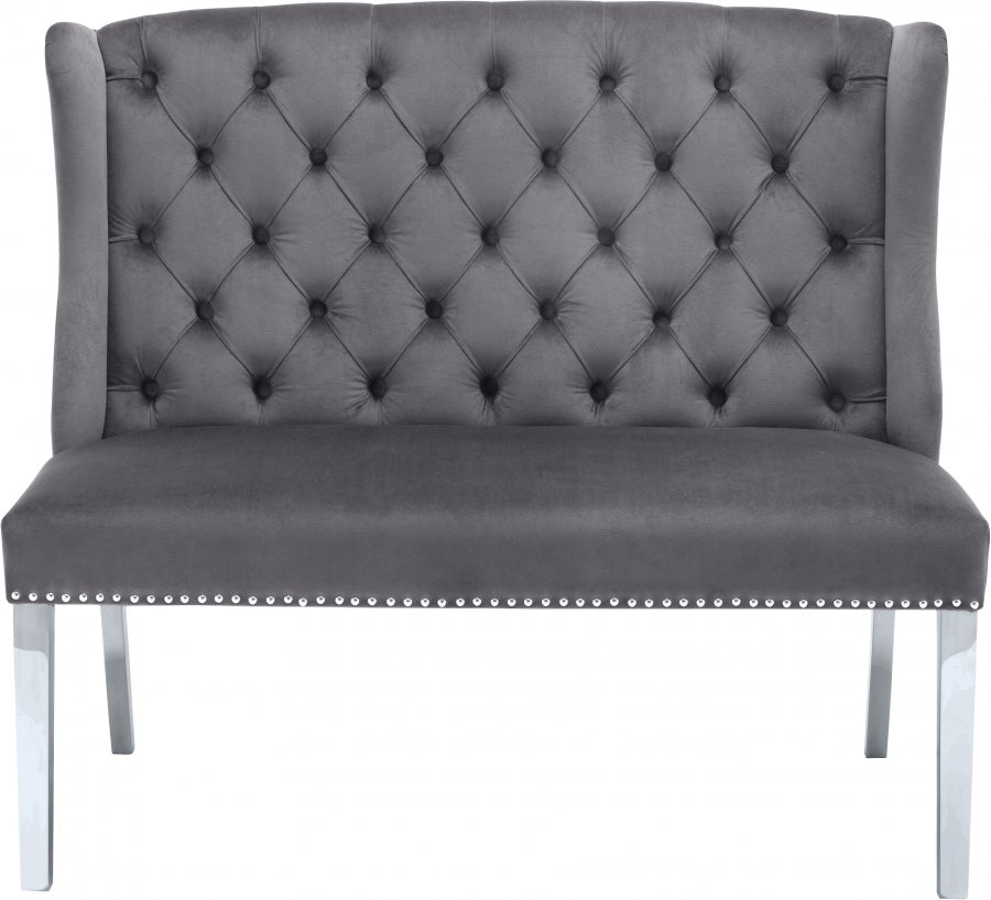 Suri Grey Velvet Settee Bench from Meridian - Luna Furniture