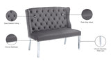 Suri Grey Velvet Settee Bench from Meridian - Luna Furniture