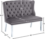 Suri Grey Velvet Settee Bench from Meridian - Luna Furniture