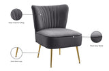 Grey Tess Velvet Accent Chair - 504Grey - Luna Furniture